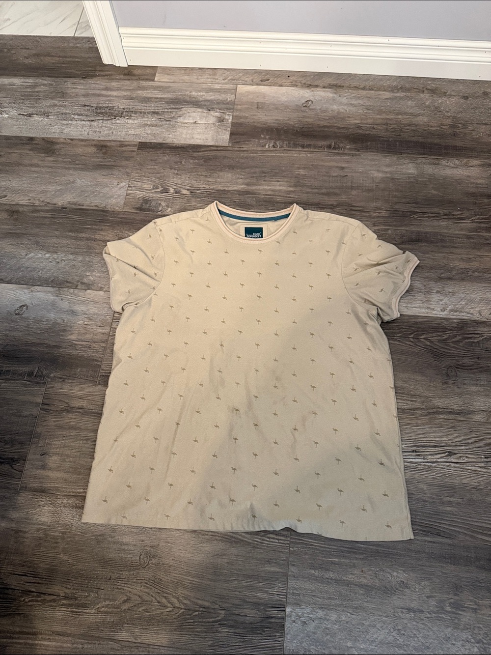 Bruno Supersoft‎ Casual Men's Beige Palm-Print Crewneck T-Shirt